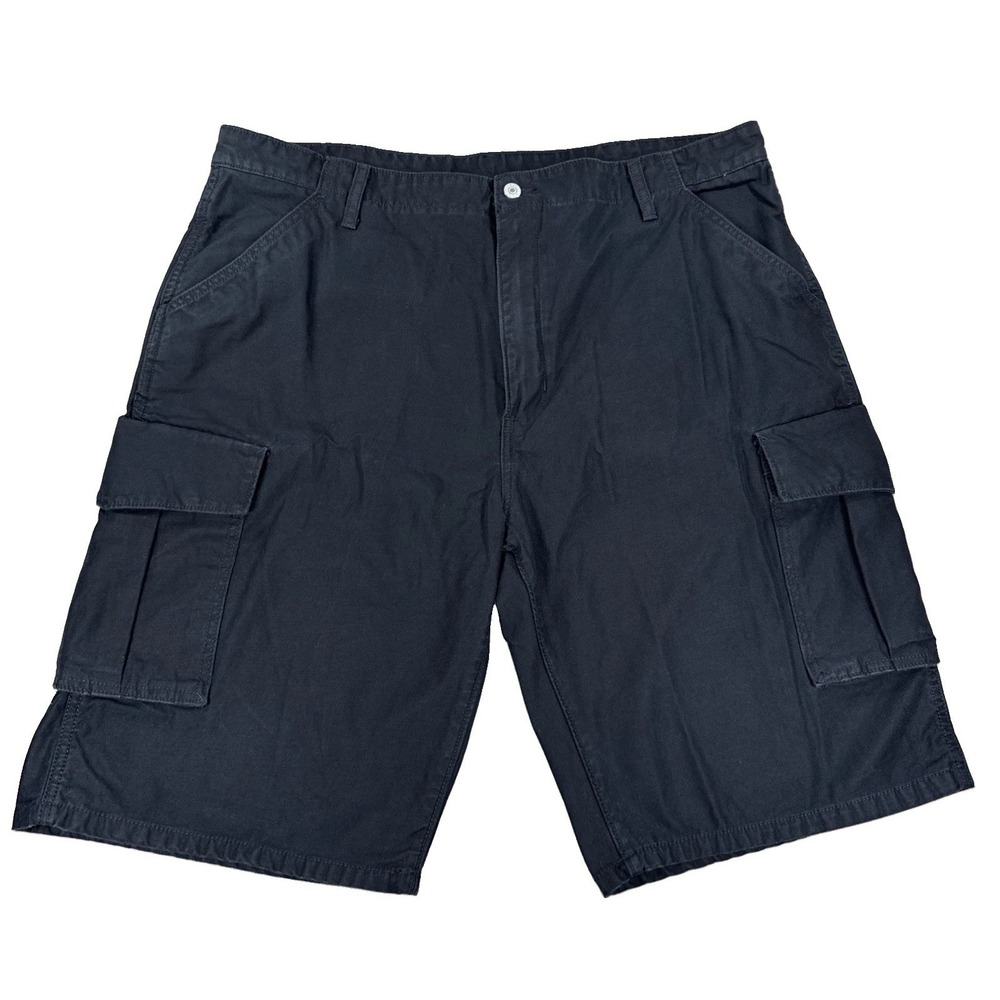 Levi Shorts Men's 42 Black Cargo Pockets Cotton Canvas Utility Relaxed Fit